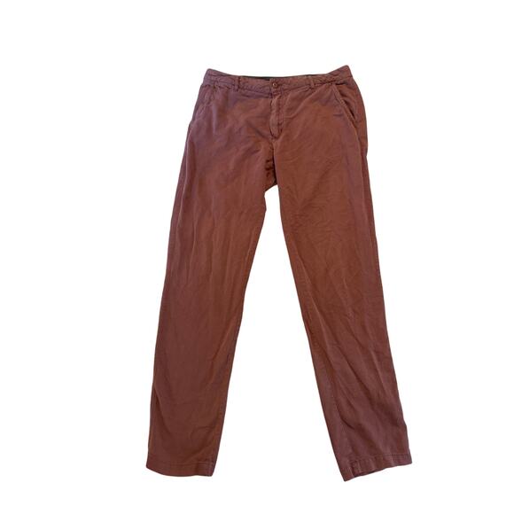Men 32 Bridge & Burn Chino Pants Trousers Slacks Linen Cotton Maroon Red - Picture 1 of 6